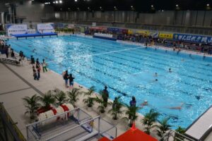 アーティスティックスイミングの会場となった草津市立プール＝６日