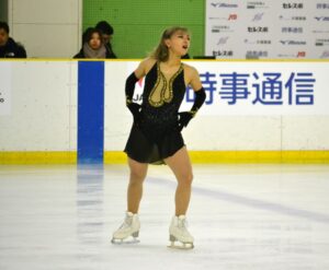 フィギュア成年女子の坂本花織（兵庫）のフリー演技＝30日、ヘルスピア倉敷