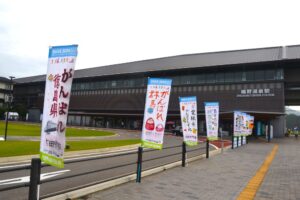 レスリング会場最寄りのＪＲ嬉野温泉駅＝６日、ＪＲ嬉野温泉駅前