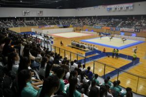 新体操競技の会場＝７日、滋賀アリーナ